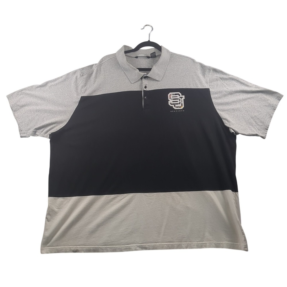 Sean John Black/Gray/White Short Sleeve SJ Logo‎ Polo Shirt Men's 4XB Big